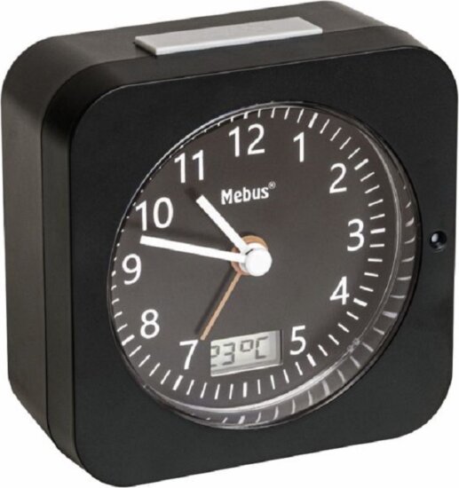 Mebus 25609 Analóg ébresztőóra - Fekete