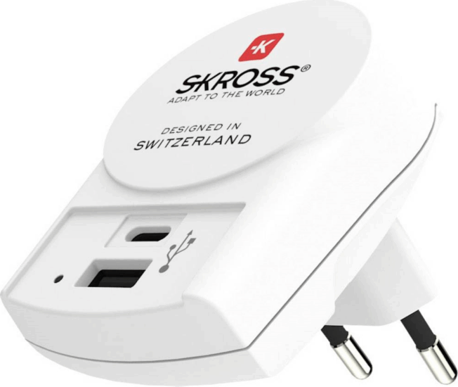 Skross Hálózati USB-C / USB-A töltő - Fehér (5V / 3A)