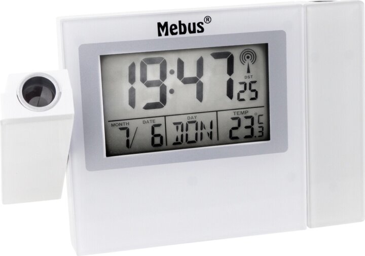 Mebus 42421 Ébresztő óra kivetítővel - Fehér