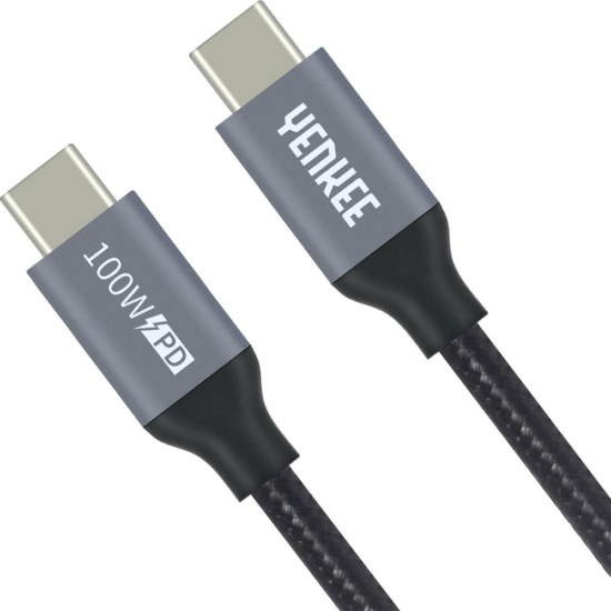 Yenkee YCU 323 BK USB-C apa - USB-C apa 3.1 Adat és töltőkábel - Fekete (1.5m)