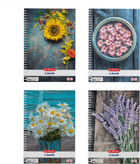 Herlitz Flower 70 lapos A4 kockás spirálfüzet - Többfajta