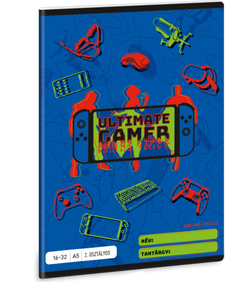 Ars Una Ultimate Gamer 32 lapos A5 2. osztályos vonalas füzet - Mintás