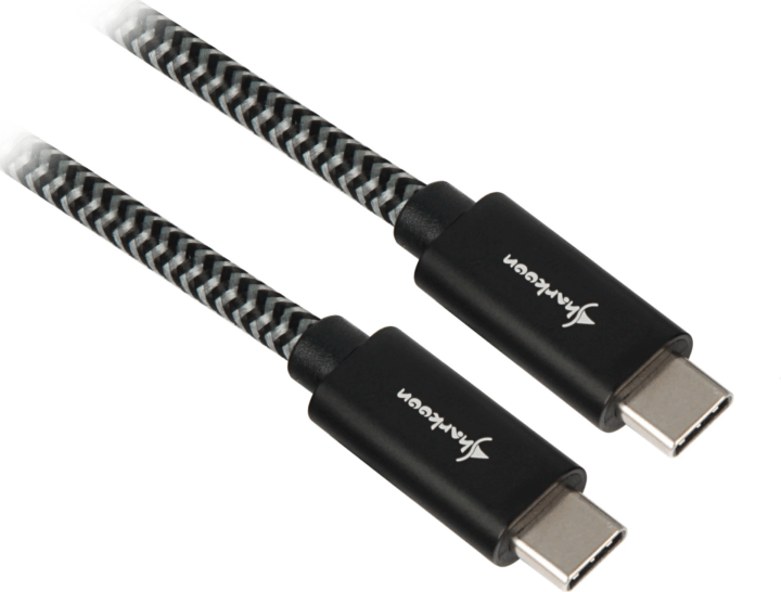 Sharkoon USB-C apa - USB-C apa 3.2 Adat és töltő kábel - Fekete/szürke (0,5m)