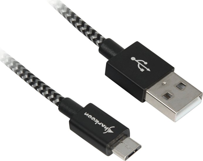 Sharkoon USB-A apa - Micro USB apa 2.0 Adat és töltő kábel - Fekete/szürke (2m)