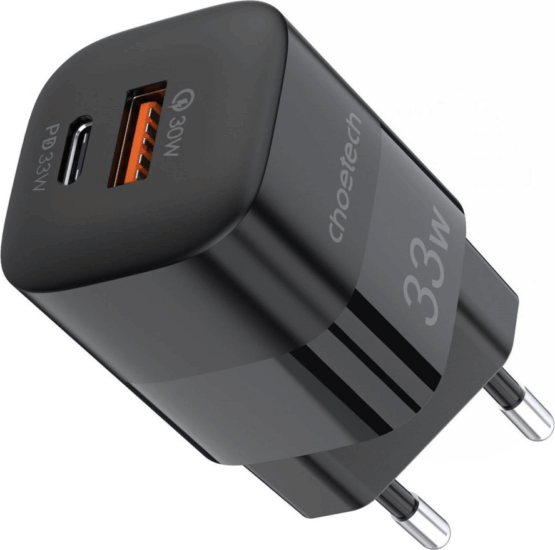 Choetech PD33W USB-A / USB-C Hálózati Gyorstöltő Adapter 33W - Fekete