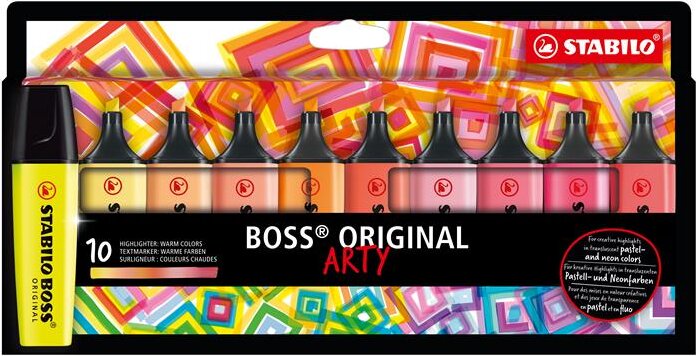 Stabilo Boss original Arty 2-5 mm Szövegkiemelő készlet - Vegyes színek (10 db / csomag)