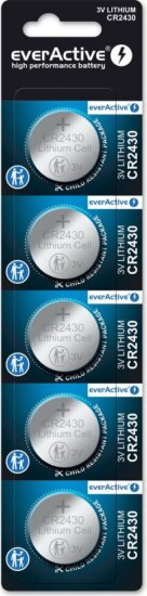 EverActive CR2430 Lítium Gombelem (5db/csomag) EverActive CR2430 Lítium Gombelem (5db/csomag)