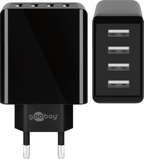 Goobay Hálózati 4xUSB-A töltő - Fekete (30W)
