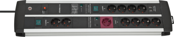 Brennenstuhl Premium-Protect-Line Túlfeszültség védő elosztó 11 aljzatos 3m - Fekete/Szürke Brennenstuhl Premium-Protect-Line Túlfeszültség védő elosztó 11 aljzatos 3m - Fekete/Szürke