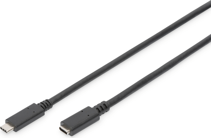 Assmann AK-300210-020-S USB-C apa - USB-C anya 2.0 Hosszabbító kábel - Fekete (2m)