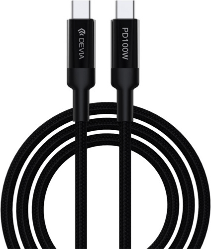 Devia EC309 USB-C apa - USB-C apa 2.0 Adat és töltőkábel - Fekete (1.5m)