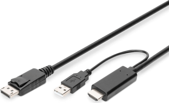 Digitus AK-330111-020-S USB/HDMI - DisplayPort kábel 2m - Fekete