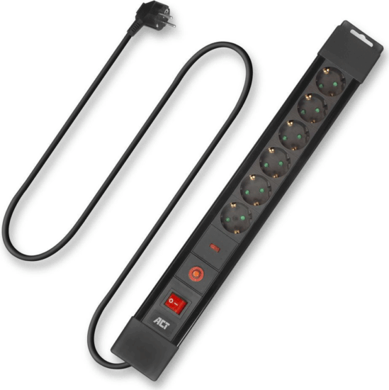 ACT AC2450 Túlfeszültségvédő elosztó 6 aljzatos 1,5m - Fekete ACT AC2450 Túlfeszültségvédő elosztó 6 aljzatos 1,5m - Fekete