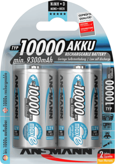 Ansmann 10000mAh NiMh Újratölthető D elem (10db/csomag)