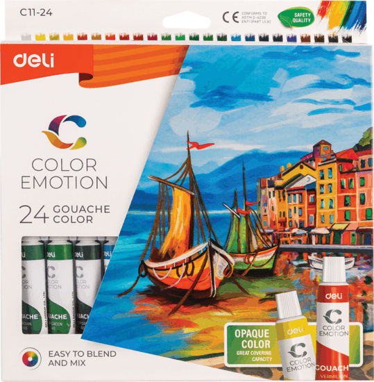 Deli Color Emotion 12ml akrilfesték készlet - 24 színű