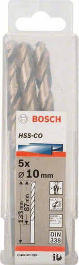 Bosch HSS-Co DIN 338 Ø10mm Fém spirálfúró készlet (5 db) Bosch HSS-Co DIN 338 Ø10mm Fém spirálfúró készlet (5 db)