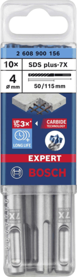 Bosch Expert SDS-plus-7X Ø4mm Kalapácsfúrófej készlet (10 db) Bosch Expert SDS-plus-7X Ø4mm Kalapácsfúrófej készlet (10 db)