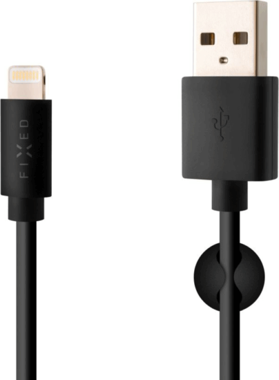 Fixed USB-A apa - Lightning apa iPhone töltő kábel - Fekete (1m)