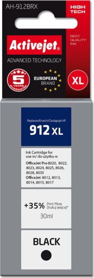 ActiveJet (HP 3YL84AE 912XL) Tinta Fekete ActiveJet (HP 3YL84AE 912XL) Tinta Fekete