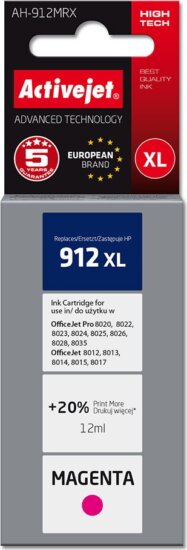ActiveJet (HP 912XL 3YL82AE) Tinta Magenta
