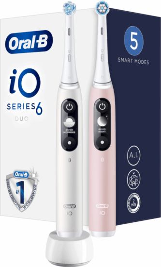 Oral-B iO Series 6 Magnetikus Elektromos fogkefe Duopack - Fehér/Rózsaszín (2 db)