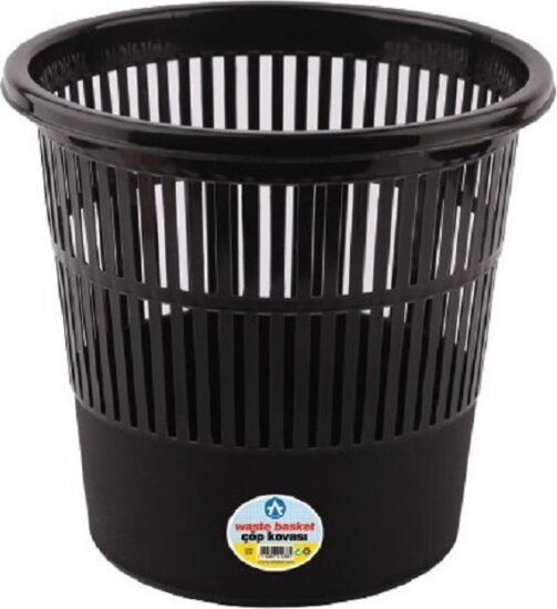 Rácsos 16 literes műanyag papírkosár - Fekete