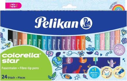 Pelikan Colorella Star 0.8 mm Filctoll készlet - Vegyes színek (24 db / csomag)