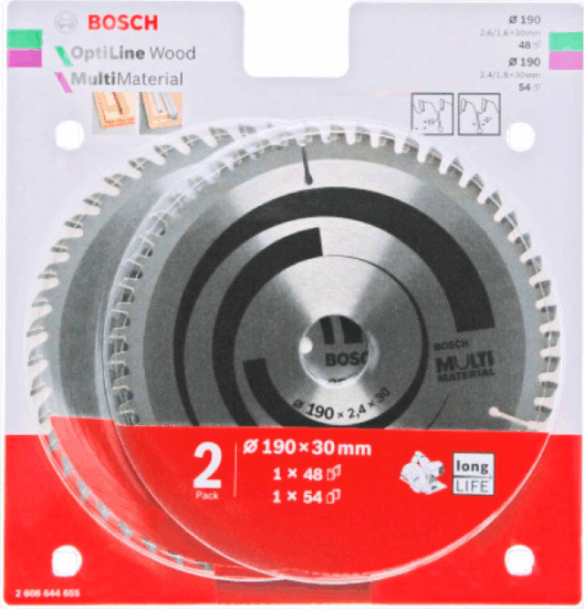 Bosch 2608644655 Körfűrészlap készlet - 190mm (2 db/csomag)