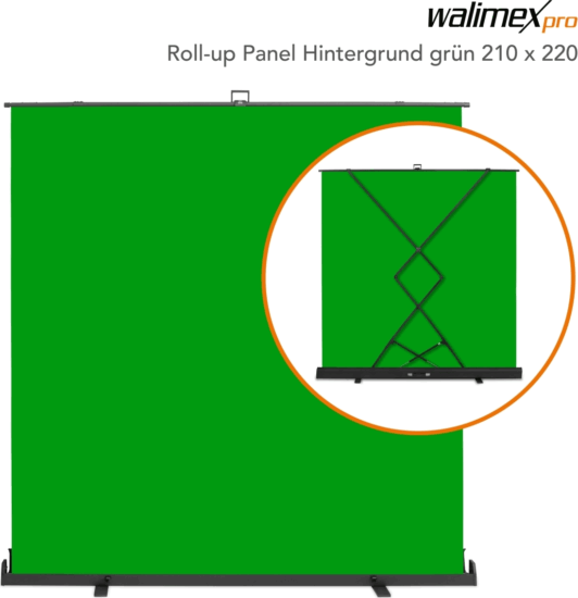 Walimex pro Roll-up 210x220cm Fotós háttér - Zöld