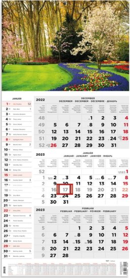 Kalendart 290 x 628mm 2023 Speditőrnaptár - Kert mintás