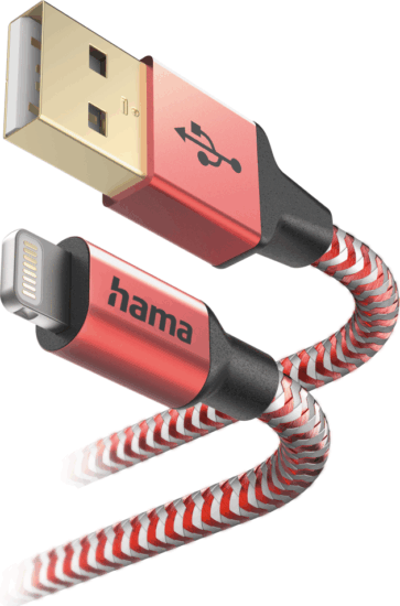Hama Reflective USB-A apa - Lightning apa 2.0 iPhone töltő kábel - Piros (1.5m)