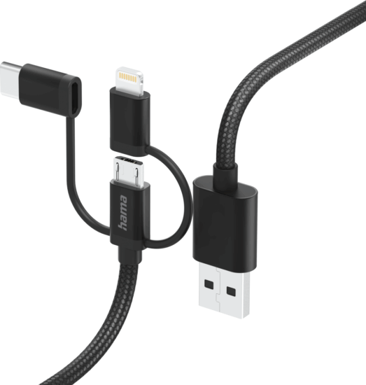 Hama 201536 USB-A apa - MicroUSB/Lightning/USB-C apa 2.0 iPhone töltő kábel - Fekete (1.5m) Hama 201536 USB-A apa - MicroUSB/Lightning/USB-C apa 2.0 iPhone töltő kábel - Fekete (1.5m)