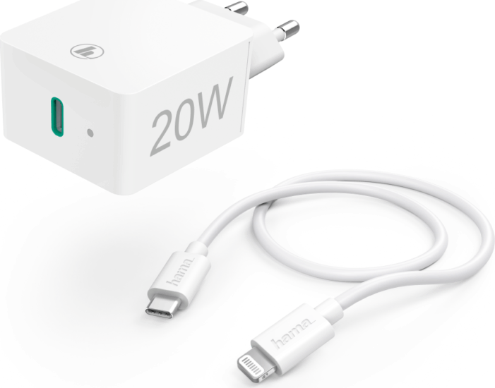 Hama 201620 USB-C Hálózati töltő + töltőkábel - Fehér (20W)
