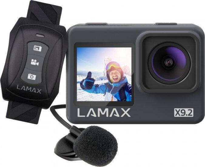 Lamax X9.2 Akciókamera 4K 60fps külső mikrofonnal és távirányítóval - Fekete