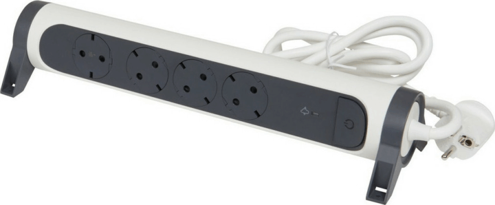 Legrand Premium 694507 230V Túlfeszültség védő elosztó 4 aljzatos 1.5m - Fehér/Szürke