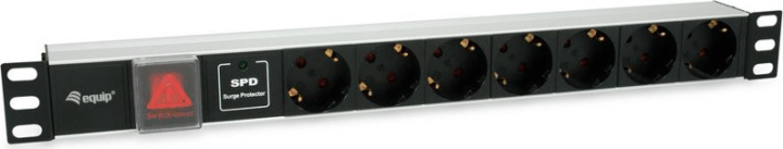 Equip 333309 250V Túlfeszültség védő elosztó 7 aljzatos 1.8m - Fekete/Szürke