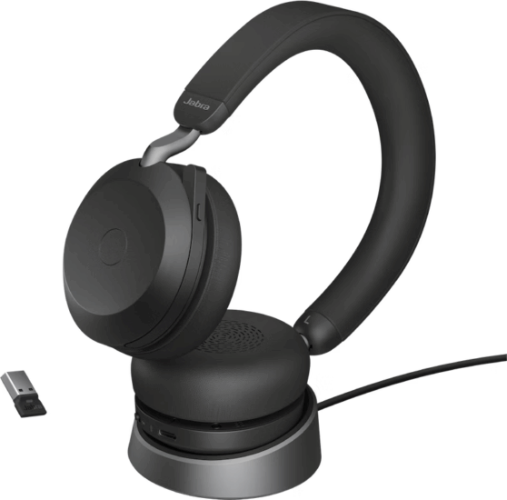 Jabra Evolve2 75 UC Wireless Headset + Link380a dongle + Töltőállvány - Fekete Jabra Evolve2 75 UC Wireless Headset + Link380a dongle + Töltőállvány - Fekete