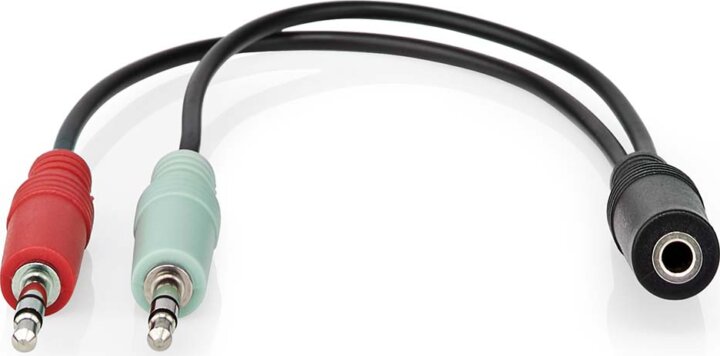 Nedis CAGB22160BK02 2x3.5mm Jack apa - 3.5mm Jack anya Kábel (0.12m)