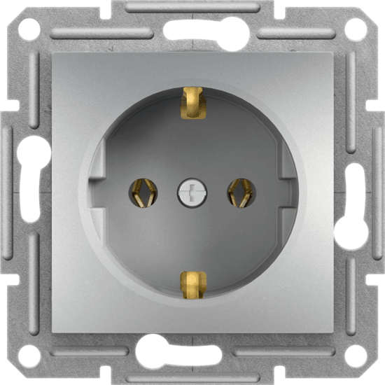 Schneider ASFORA 2P+F csatlakozós fali konnektor - Alumínium