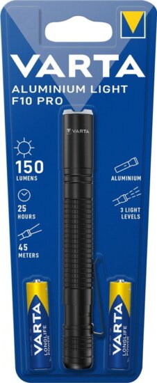 Varta Aluminium Light F10 Pro Zseblámpa - Fekete