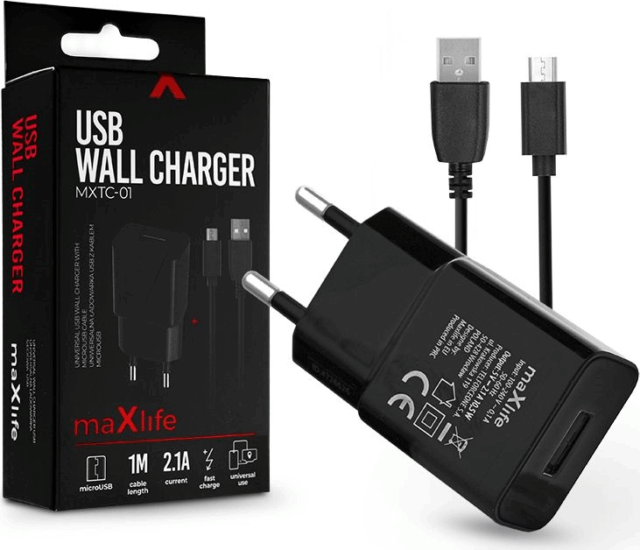 Maxlife USB-A Hálózati töltő - Fekete (10W)