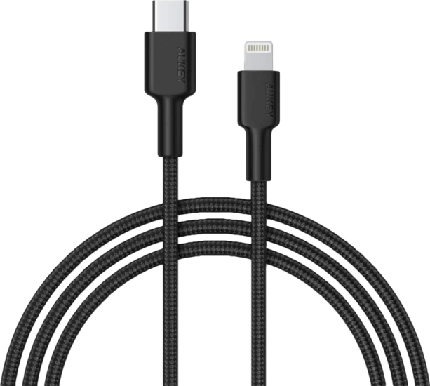 Aukey CB-CL02 USB-C apa - Lightning apa 3.1 Adat és töltő kábel - Fekete