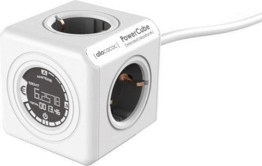 Allocacoc PowerCube Extended Monitor 8910/DEEXMO 230V Elosztó 4 aljzatos 1.5m - Fehér/Szürke