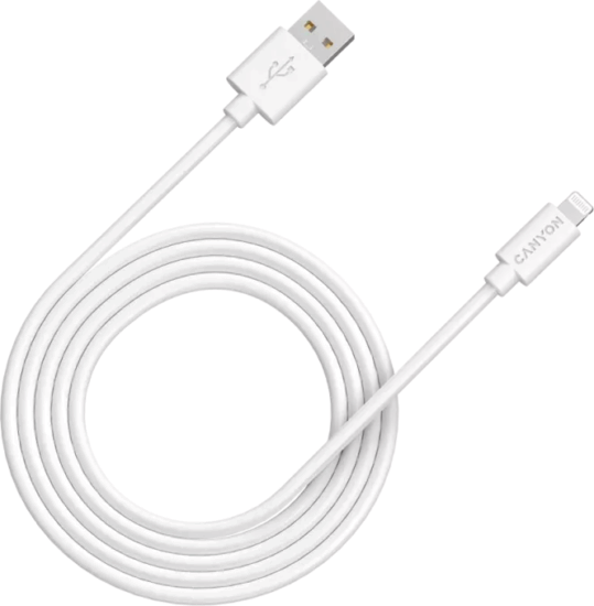 Canyon MFI C48 USB-A apa - Lightning apa 2.0 Adat és töltőkábel - Fehér (2m)