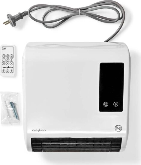 Nedis HTBA20WT Fali Elektromos Hősugárzó fürdőszoba fűtés távirányítóval 2000W - Fehér