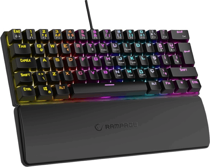 Rampage Plower K60 Mechanikus (Blue Switch) Vezetékes Gaming Billentyűzet (Fekete) - Angol (US) Rampage Plower K60 Mechanikus (Blue Switch) Vezetékes Gaming Billentyűzet (Fekete) - Angol (US)