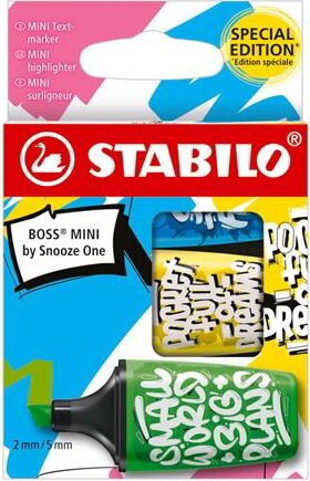 Stabilo Boss Mini Snooze One 2-5mm Szövegkiemelő készlet - Vegyes színek (3 db / csomag)