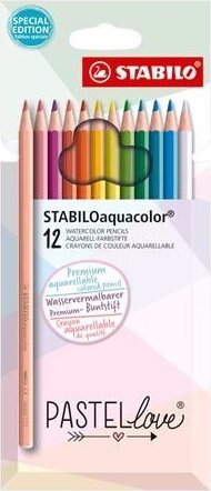 Stabilo Aquacolor Pastellove Akvarell színes ceruza készlet (12 db / csomag) Stabilo Aquacolor Pastellove Akvarell színes ceruza készlet (12 db / csomag)