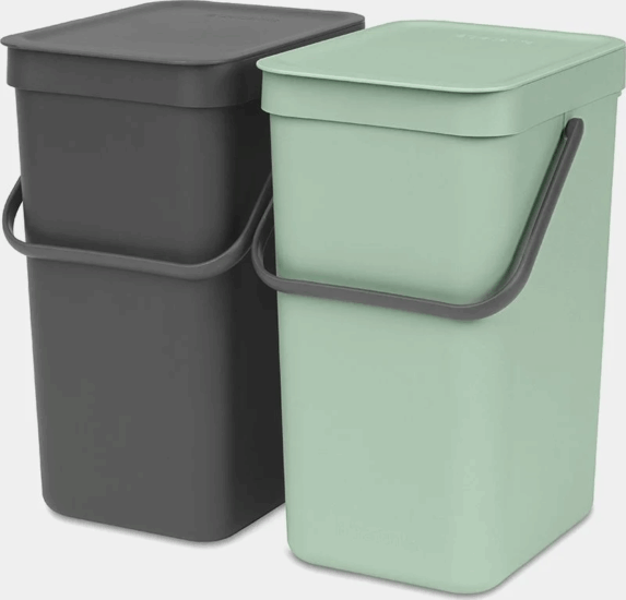 Brabantia Sort & Go 2x12 literes Szelektív hulladékgyűjtő szemetes - Világoszöld/Sötétszürke