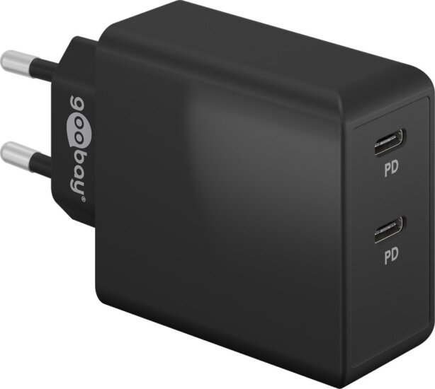 Goobay 61757 2x USB-C Hálózati töltő - Fekete (36W)